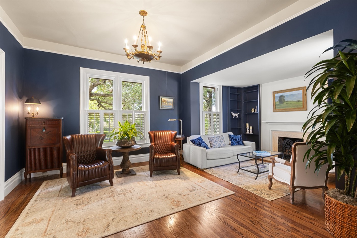 Formal living room with fireplace